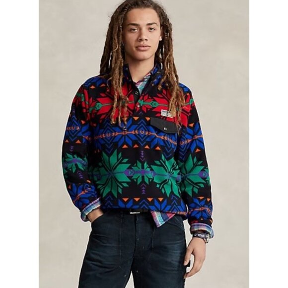 Polo Ralph Lauren XL Snowflake Brushed Fleece Snap Pullover NWT $248 - Picture 9 of 14